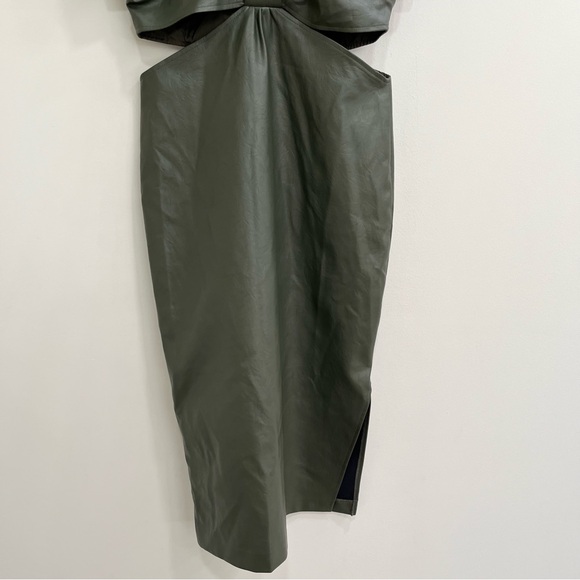 Anthropologie Eva Franco Faux Vegan Leather Dress with Cutouts Green Size 4 - Picture 6 of 12